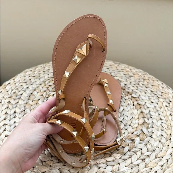 SCHUTZ Courtney studded flat genuine leather sandals - Picture 2 of 9